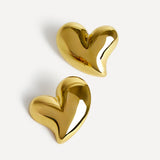 Wish Gold Wave Heart Stud Earrings
