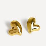 Wish Gold Wave Heart Stud Earrings