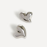 Wish Silver Wave Heart Stud Earrings