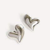 Wish Silver Wave Heart Stud Earrings