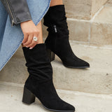 Wisteria Black Ruched Heeled Boots