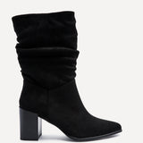 Wisteria Black Ruched Heeled Boots
