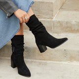 Wisteria Black Ruched Heeled Boots