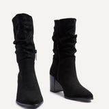 Wisteria Black Ruched Heeled Boots