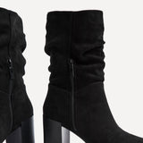 Wisteria Black Ruched Heeled Boots