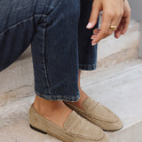 Wren Wide Fit Taupe Suede Leather Penny Style Loafers