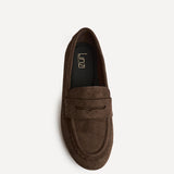 Wren Wide Fit Brown Suede Leather Penny Style Loafers