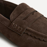 Wren Wide Fit Brown Suede Leather Penny Style Loafers