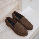 Wren Wide Fit Brown Suede Leather Penny Style Loafers