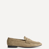 Wren Wide Fit Taupe Suede Leather Penny Style Loafers