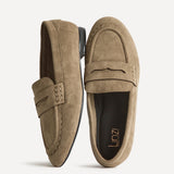 Wren Wide Fit Taupe Suede Leather Penny Style Loafers