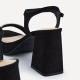 Xandra Black Faux Suede Diamante Platform Heels