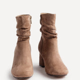 Zayda Wide Fit Mocha Heeled Ankle Boots