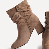 Zayda Wide Fit Mocha Heeled Ankle Boots