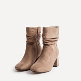 Zayda Wide Fit Mocha Heeled Ankle Boots