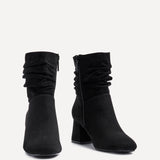 Zayda Wide Fit Black Heeled Ankle Boots