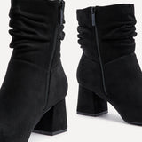 Zayda Wide Fit Black Heeled Ankle Boots