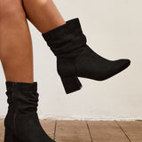 Zayda Wide Fit Black Heeled Ankle Boots