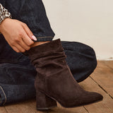 Zayda Wide Fit Brown Heeled Ankle Boots