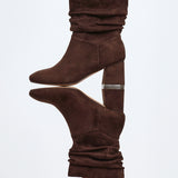 Zayda Wide Fit Brown Heeled Ankle Boots