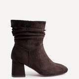 Zayda Wide Fit Brown Heeled Ankle Boots