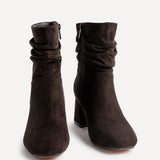 Zayda Wide Fit Brown Heeled Ankle Boots
