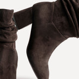 Zayda Wide Fit Brown Heeled Ankle Boots