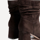 Zayda Wide Fit Brown Heeled Ankle Boots