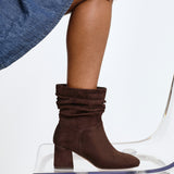 Zayda Wide Fit Brown Heeled Ankle Boots
