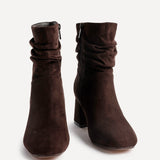Zayda Wide Fit Brown Heeled Ankle Boots
