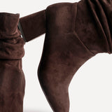 Zayda Wide Fit Brown Heeled Ankle Boots