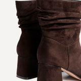 Zayda Wide Fit Brown Heeled Ankle Boots