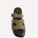 Zella Taupe Faux Suede Sandals