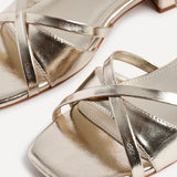 Zenna Gold Strappy Low Sandals