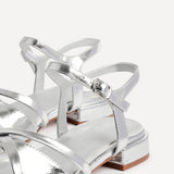 Zenna Silver Strappy Low Sandals