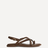 Zyra Brown Toe Ring Flat Sandals