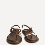 Zyra Brown Toe Ring Flat Sandals