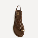 Zyra Brown Toe Ring Flat Sandals