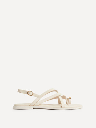 Zyra Ivory Toe Ring Flat Sandals