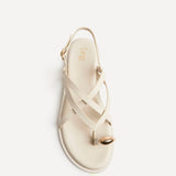 Zyra Ivory Toe Ring Flat Sandals