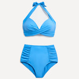 Amalfi Light Blue High Waisted Tummy Control Bikini