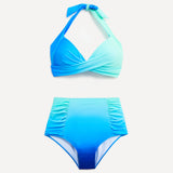 Amalfi Blue Tie Dye High Waisted Tummy Control Bikini