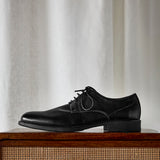 Angelo Mens Black Faux Leather Lace-Up Shoes
