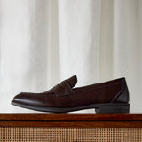 Aurelio Mens Brown Faux Leather Penny Loafers