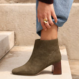 Cove Khaki Faux Suede Ankle Boots