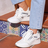 Everett White & Silver Wedged Trainers