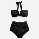 Palma Black Bandeau High Waisted Bikini