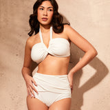 Palma White Bandeau High Waisted Bikini
