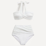 Palma White Bandeau High Waisted Bikini