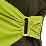 Paloma Linzi Swim Khaki & Lime Wrap Swimsuit